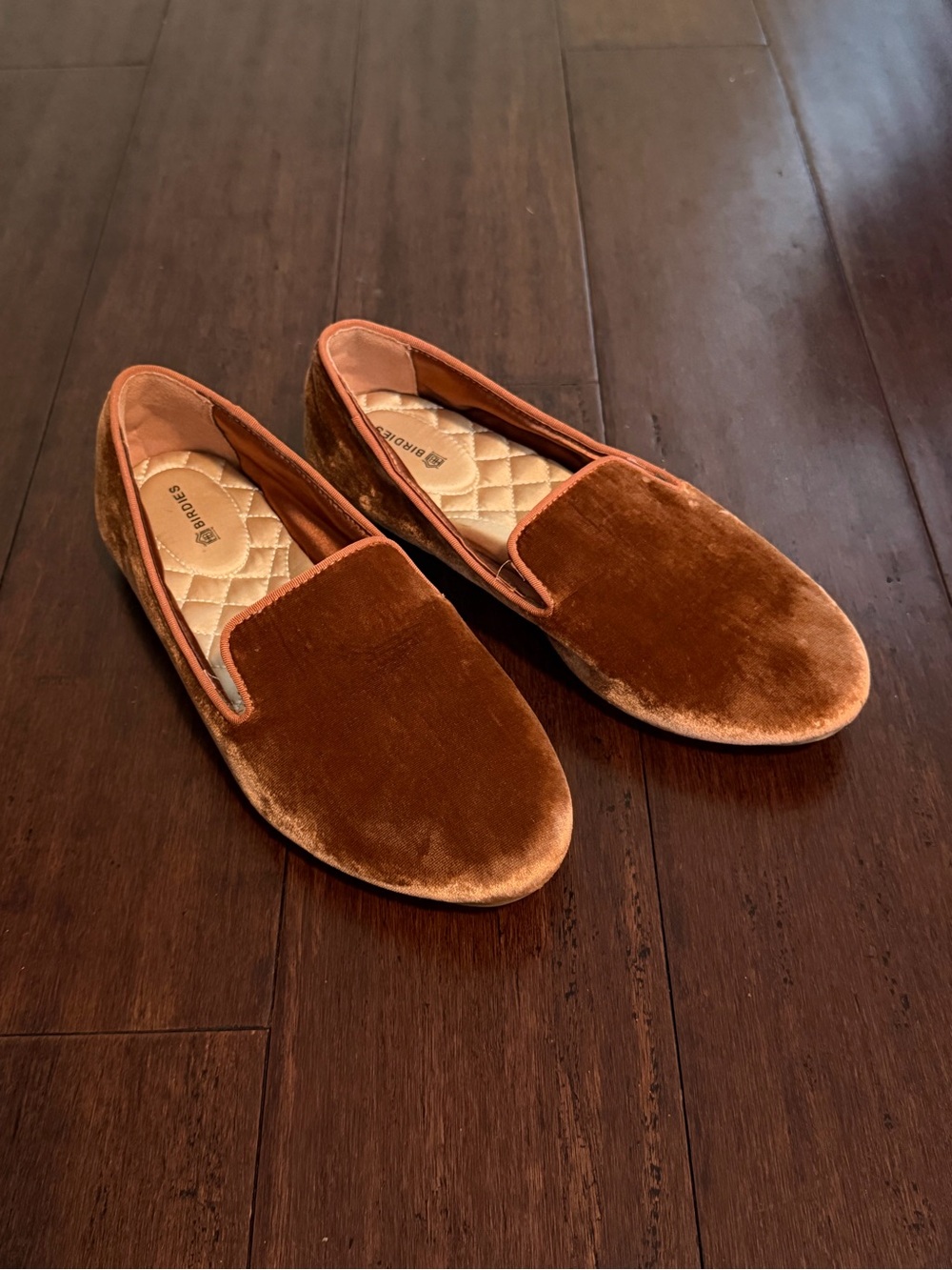 Birdies Velvet Slip-On Loafers in Brown